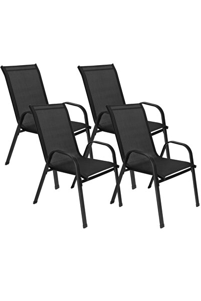 SERSIMO Set of 4 garden and terrace chairs, metal frame, textilene, 53x72x92 ...