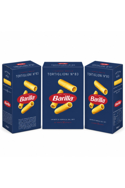 Barilla Set de 3 x Tortiglioni N ° 83, paste din grâu dur, 500 g/bucată