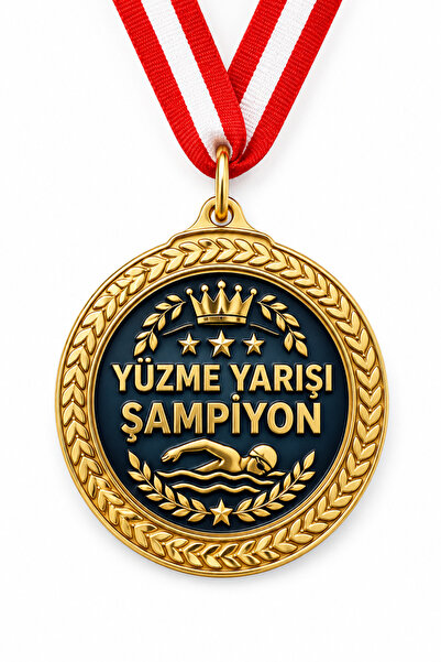 HiperAD Reklam YÜZME ŞAMPİYONU YAZILI YÜZME ŞAMPİYONU MADALYASI Metal | ALTIN...