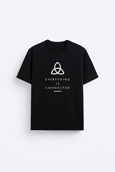 cesita Tricou negru cu imprimeu întunecat și guler tip bicicletă