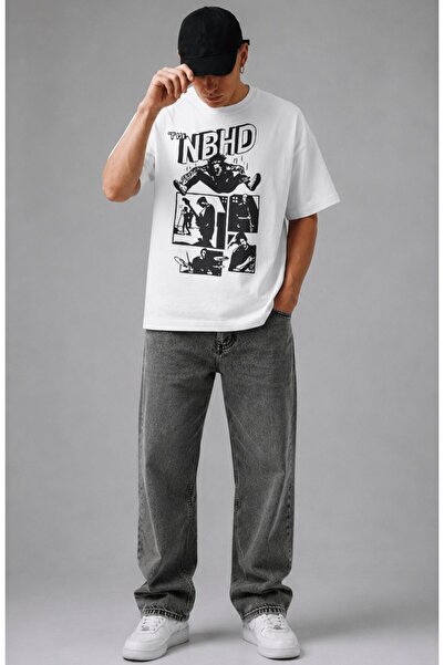 Fuddy Moda Unisex the Neighbourhood Nbhd Printed Crew Neck T-Shirt, Oversized...