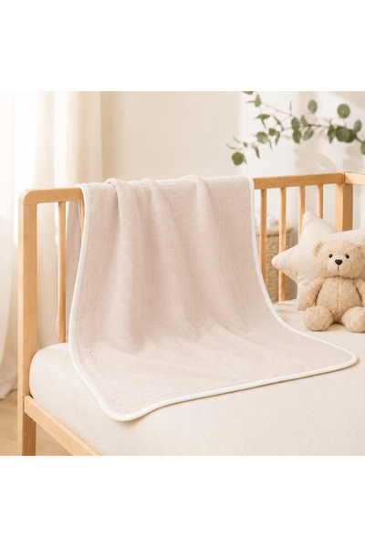 Babymar Double Layer Muslin Baby Blanket Ecru 100X120 cm Cotton Textured Baby...
