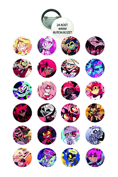 nihonwosekai Hazbin Hotel Anime Buton Rozet 44mm 24 ADET
