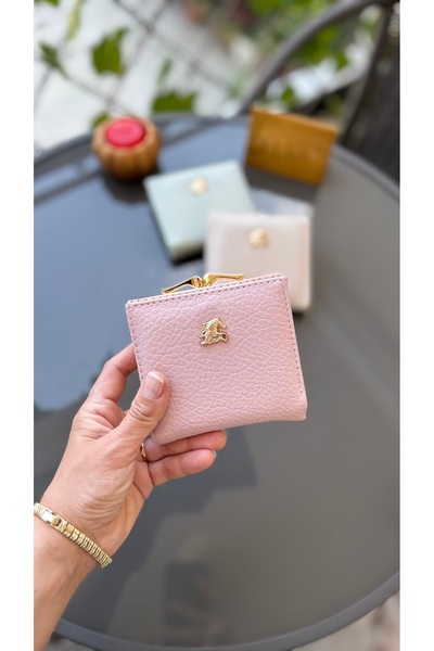 FirstRoseStore Altın Detaylı Toz Pembe Kadın Cüzdanı