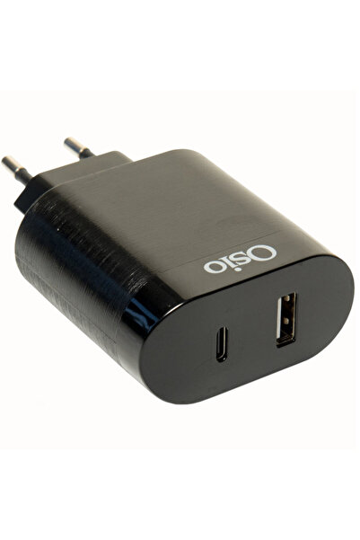 OSIO OTU-5904B Διπλός φορτιστής κινητού με USB Type-C και USB Type-A – 18W