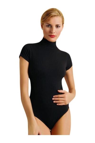 BENALİ Women's Turtleneck Short Sleeve Bodysuit