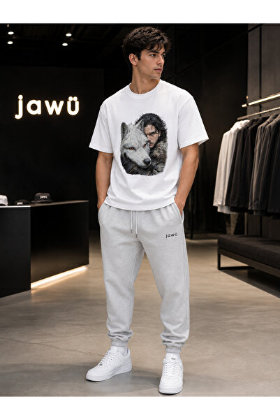 JAWÜ STYLE Snow Printed T-Shirt Tracksuit Oversize Set