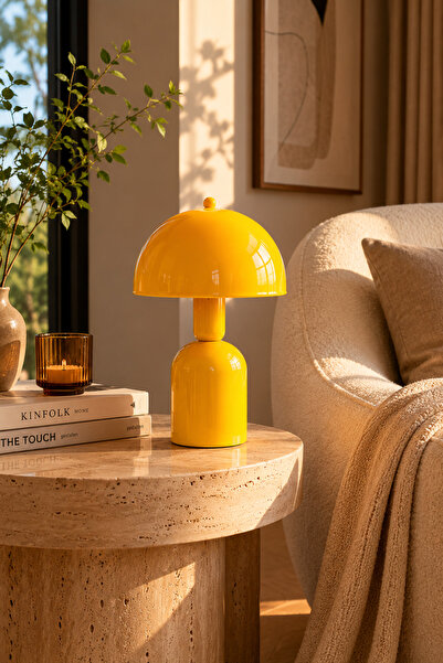 Sese Home Concept Decorative Yellow Metal Lampshade Mushroom Design Night Lig...