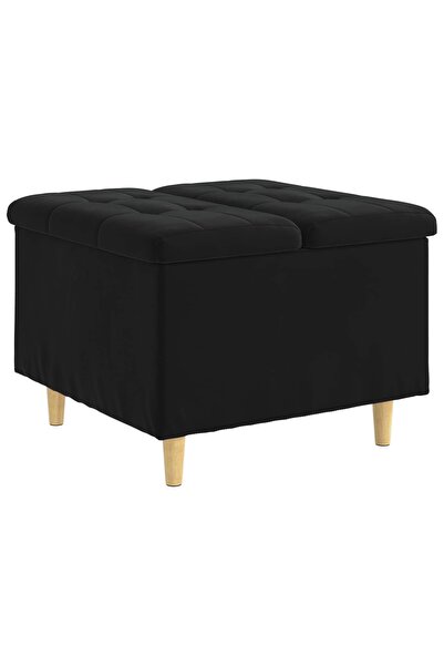 vidaxl Ottomană de depozitare cu pernă Negru 60 x 60 x 45 cm Catifea