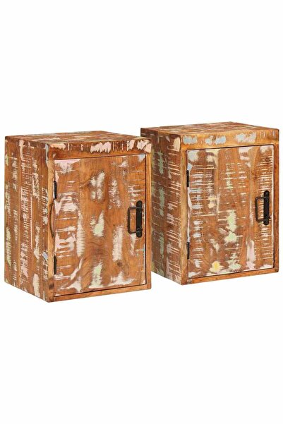 vidaxl Noptieră 2 pcs Maro 35 x 33 x 48 cm Lemn masiv recuperat