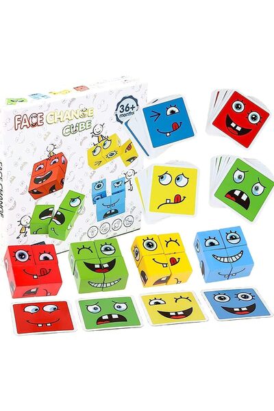 Arabest 90 Pieces Wooden Speed Cube Game,Emoji Face Changing,Logical Thinking...