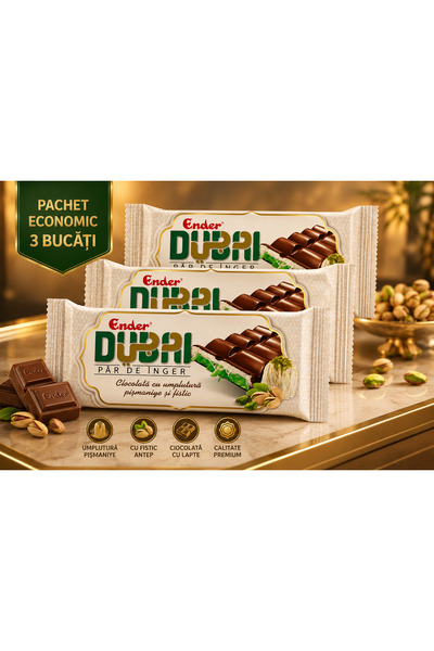 Ender Ciocolata Dubai Angel Hair – Set 3 Bucăți, 50gr | Ciocolată cu Fistic &...