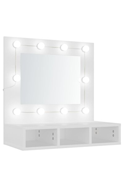 vidaxl Dulap cu oglindă și LED, alb, 60x31,5x62 cm