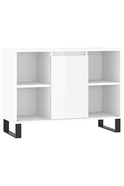 vidaxl Bathroom cabinet, high-gloss white, 80x33x60 cm, composite wood