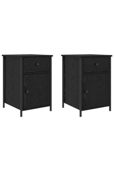 vidaxl Dulap de noapte cu sertar 2 pcs Stejar Negru 40 x 42 x 60 cm
