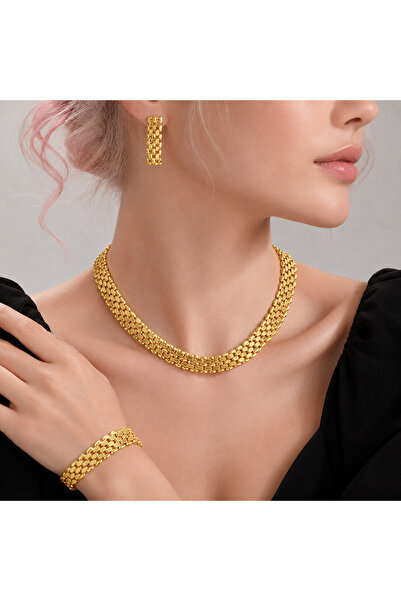 OEM Necklace, earrings and bracelet set, 18K gold plated