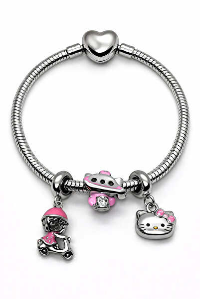 MakeWell Stainless Steel Charm Bracelet, Tarnish Resistant Steel Bracelet, El...