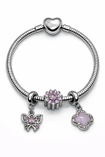 MakeWell Stainless Steel Charm Bracelet, Tarnish Resistant Steel Bracelet, El...
