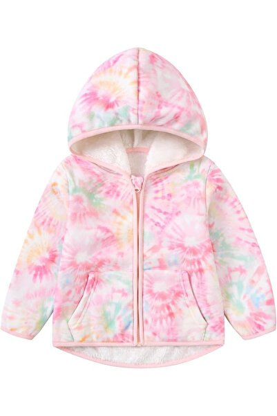 OEM Pink and white lined jacket for children, long sleeves, loose hoodie 2-3 ...
