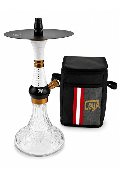CEYA NARGİLE Regal Beyaz Nargile Takımı 37 CM Çantalı Lüleli Komple Set – Pre...