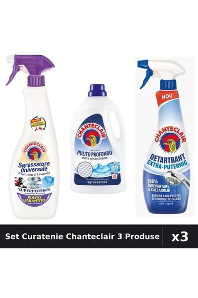 Chanteclair Set 3 Curatenie - Degresant 600ml, Detergent 1575ml, Detartrant 6...