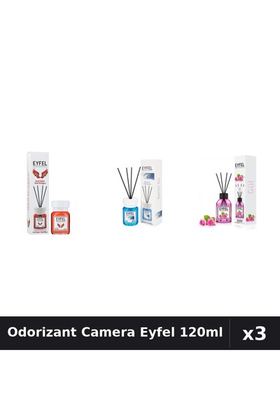 Eyfel Set 3 Odorizant Camera cu Betisoare - Cool Water, Red Dragon, Trandafir...