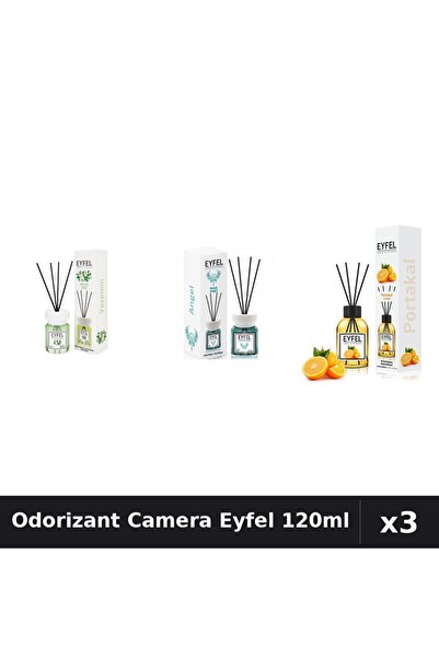 Eyfel Set 3 Odorizant Camera cu Betisoare - Angel, Iasomie, Portocala 120ml