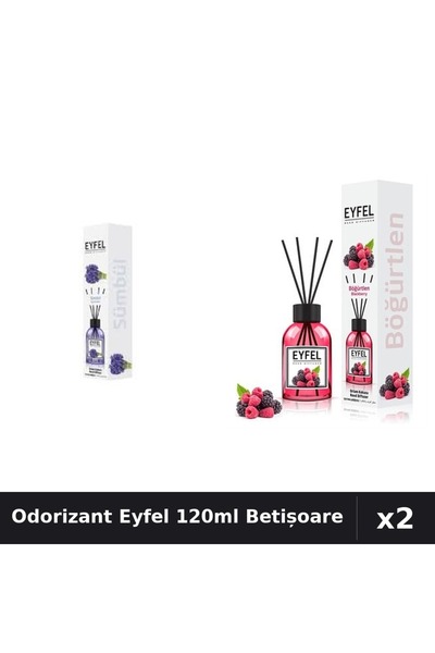 Eyfel Set 2 Odorizant Cameră cu Betișoare 120ml - Zambile, Fructe de Pădure