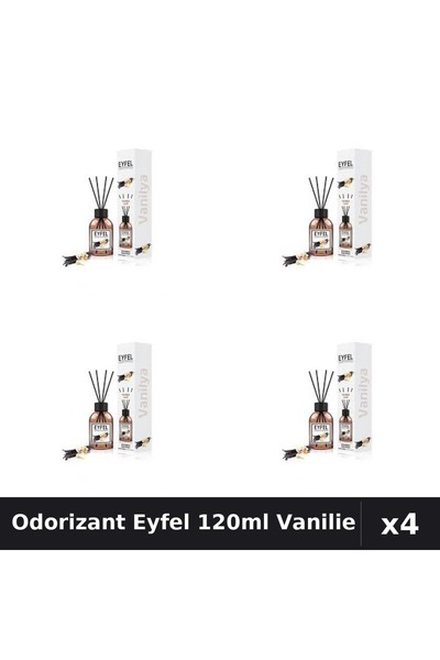 Eyfel Set 4 Odorizant Camera cu Betisoare - Aroma Vanilie, Parfum Intens 120ml