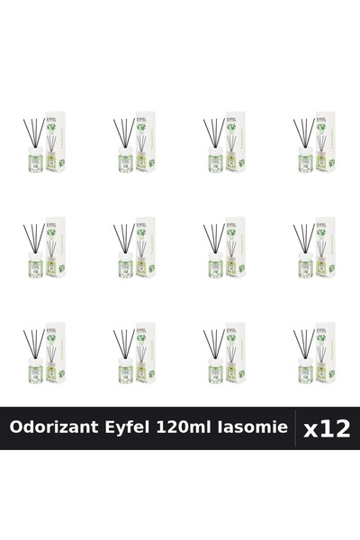 Eyfel Set 12 Odorizante Camera cu Betisoare Iasomie 120ml - Parfum Intens Cur...
