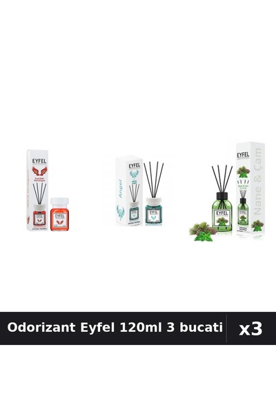 Eyfel Set 3 Odorizant Camera cu Betisoare - Angel, Pin Si Menta, Red Dragon 1...