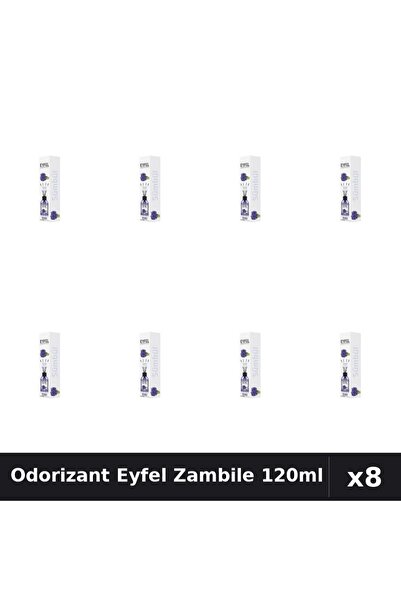 Eyfel Set 8 Odorizant Camera cu Betisoare - Aroma Zambile, Parfum Intens 120ml