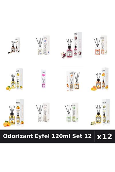 Eyfel Set 12 Odorizante Camera cu Betisoare - Arome Asortate Vanilie, Orhidee...