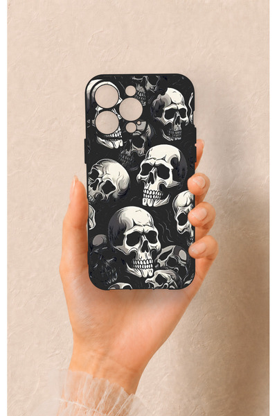 Vip Case iPhone 14 Pro Max Uyumlu Kuru Kafa Desenli Darbe Emici Kılıf