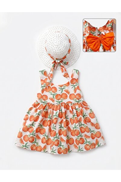 MiniKids Dress with hat, Orange, with orange