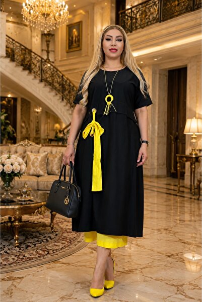 Yeşilmoda Neon Detailed Luxury Design Sporty Stylish Dress
