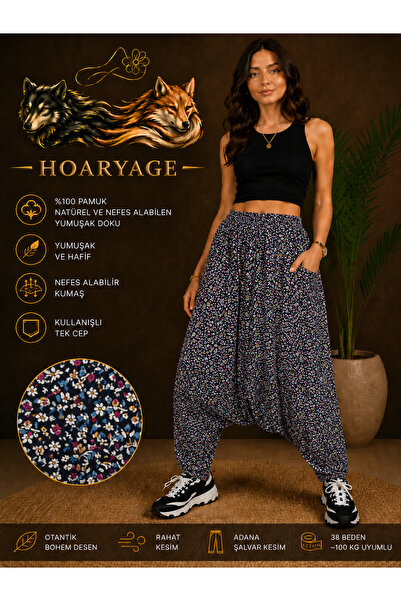hoaryage Adana Salwar Viscose Fabric, Authentic Bohemian Patterned Pocketed M...