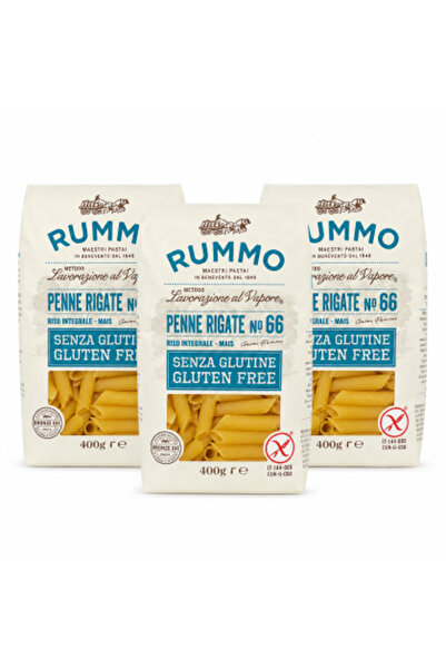 Rummo Set 3 x Penne Rigate Nr. 66 Paste fără gluten, 400 g/pachet, din orez i...
