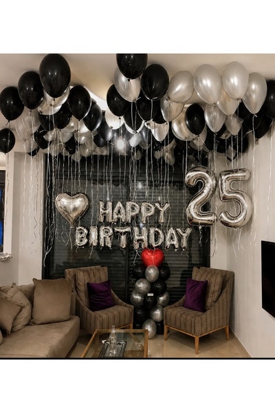 SİNDA Yetişkin Doğum Günü Partisi Seti - Gümüş Happy Birthday Seti - Tüm Yaşl...