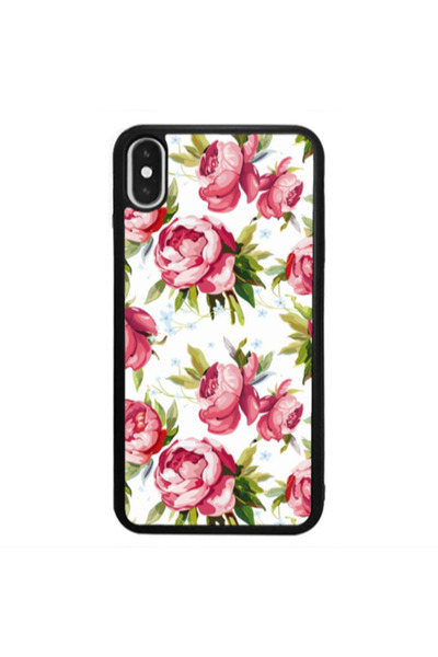 Other Apple iPhone Xs Max Pink Roses Black Glossy Θήκη