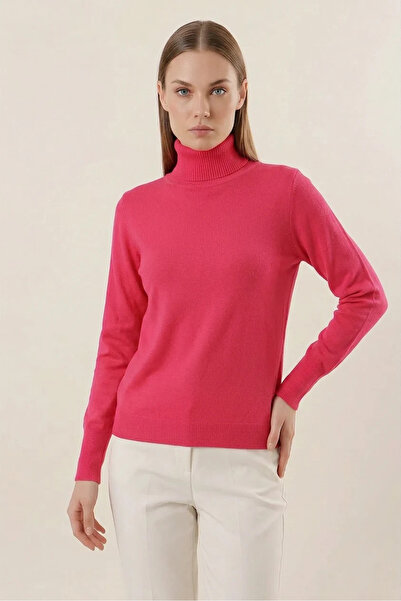 buğrahayalin Women's Turtleneck Knitwear Fuchsia Sweater