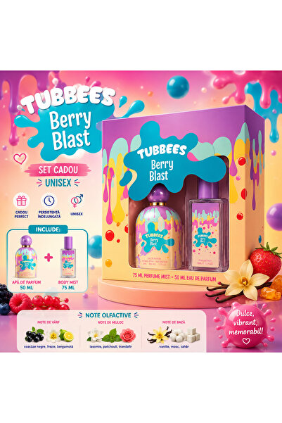 Tubbees Berry Blast Top Bottom Set , Eau de Parfum 50 ml + Body Mist 75 ml, U...