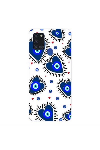 Other Samsung A21S Heart evil eye beads Transparent Silicone TPU Θήκη