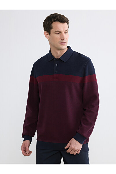 LC Waikiki Nevavm Polo Collar Color Block Men's Sweatshirt with a Difference ...