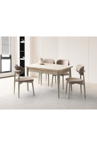 Viento Mobilya Koza Tekno Kenar Traverten Desen MDF Açılır 130X80 Masa 6 Adet...