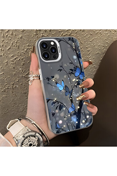 PATTERNOVA iPhone 13 Pro Max Uyumlu Nazarik Kelebek Desenli, Tam Kaplama Koru...