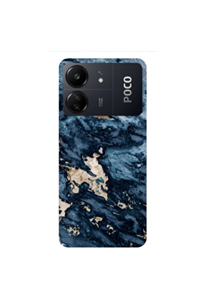 Other Xiaomi Poco C65 Marble Blue Gold Transparent Silicone TPU Θήκη