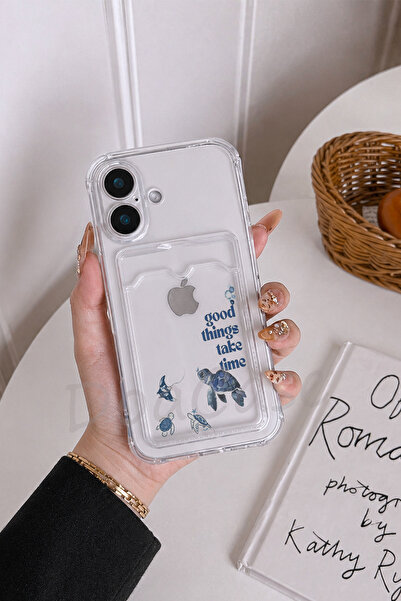 DoaCase iPhone 16 Uyumlu Kartlıklı Şeffaf Kılıf Köşe ve Kamera Korumalı Darbe...