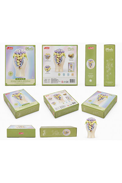 shop Echeveria Bonsai Yapım Seti – Dekoratif Çiçek Vazolu Mikro Blok Seti