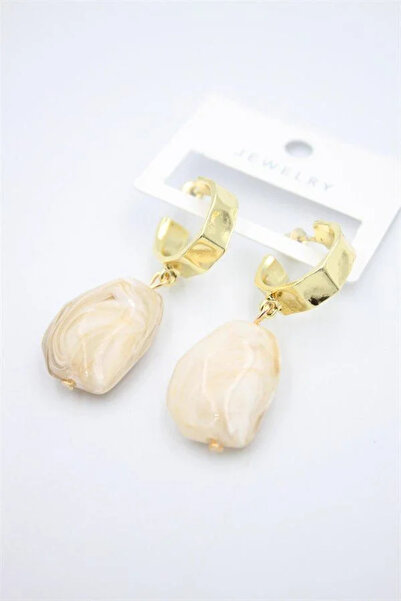 Marsilyan Nvdn- Ieg - Acrylic Stone Earrings - Cream Iegrs-Nvdn1